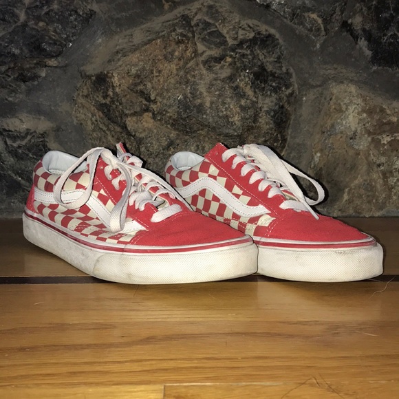 all red checkered vans